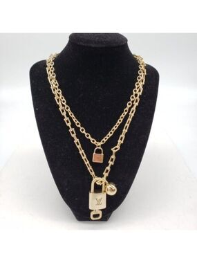 Authentic Louis Vuitton Lock & Key W/ Unbranded Stainless Steel Gold Platedchain